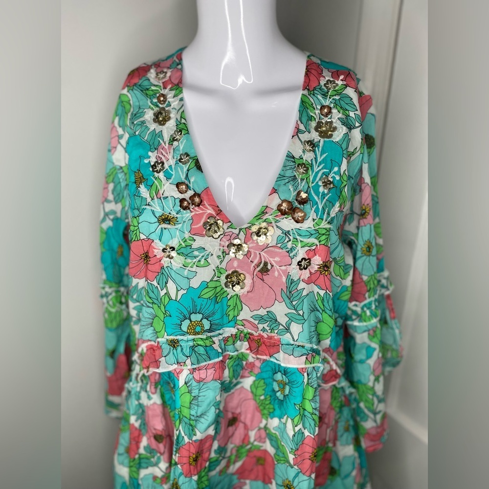 BOSTON PROPER NWT Bouquet of Summer Peasant Dress - Picture 4 of 11